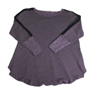 Soft Surroundings Petite XL Purple Thermal Top Lace Shoulder Boho Casual